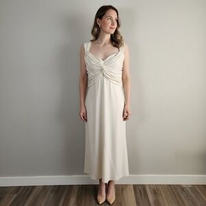 VTG Butterfly Twist Front Midi Dress Elegant‎ Cut Out Back Fairy Formal Womens 8